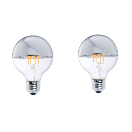 40W Equivalent Warm White Light G25 Dimmable LED Half Chrome Light Bulb, 2PK